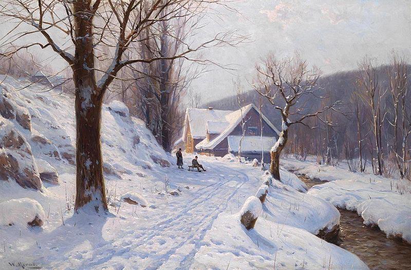Walter Moras Rodeln an einem sonnigen Wintertag France oil painting art